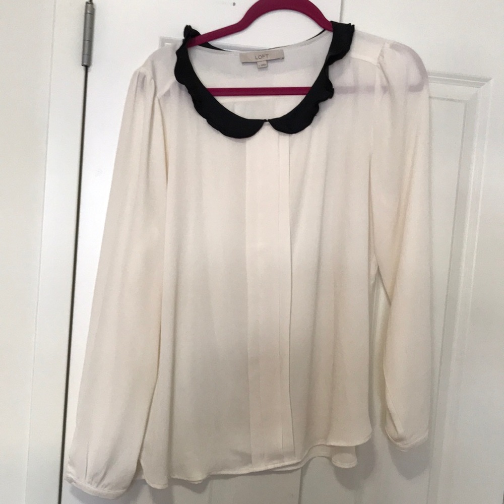 Loft Large Long sleeve Cream Blouse